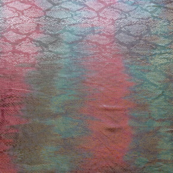Snake Skin Digital Stretch Holographic Stretch Fabric in Pink & Burgundy 58/60" - Picture 5 of 5